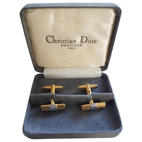 Boutons de manchette rétro Christian Dior or et rose logo